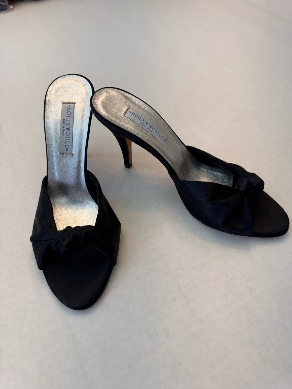 Hollywould Italian Baja Satin Stiletto Mules - Quiet Luxury Vintage EU 37 US 6.5